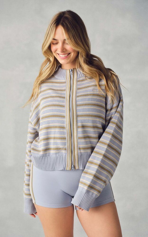 Weekend Knit Weekend Stripe Funnel Zip - Palmetto