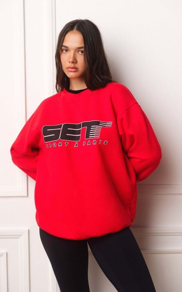 Midweight Sweats Staple Set Uniform Layered Crewneck - Rouge(Red)