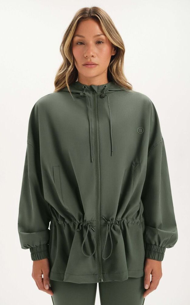 Nylon Track Cinched Windbreaker - Grotto