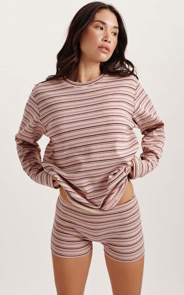 Stripe Jersey Stripe Oversized Long Sleeve - Flirt