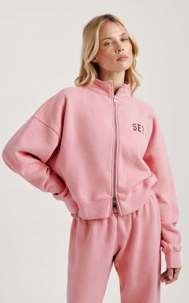 Midweight Sweats Staple Set Funnel Zip - Rosebud