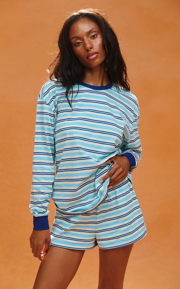 Classic Cotton Daily Stripe Cuffed Long Sleeve - Maui