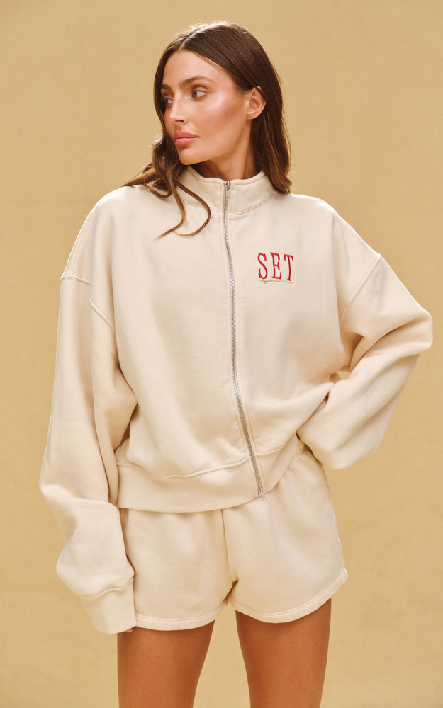 Midweight Sweats Staple Set Resort Funnel Zip - Hibiscus