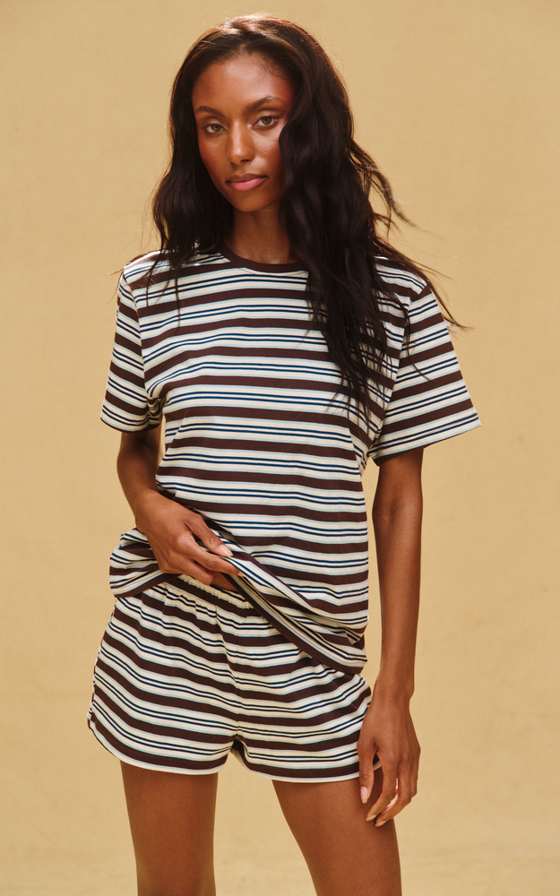Classic Cotton Daily Stripe Boyfriend Tee - Kona