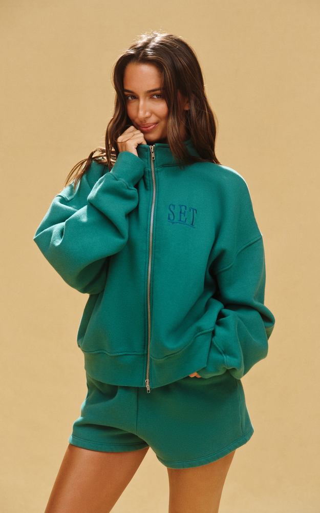 Midweight Sweats Staple Set Resort Funnel Zip - Lagoon