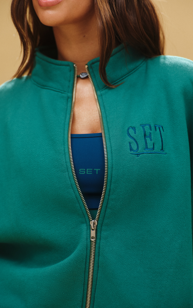 Midweight Sweats Staple Set Resort Funnel Zip - Lagoon - Image 2