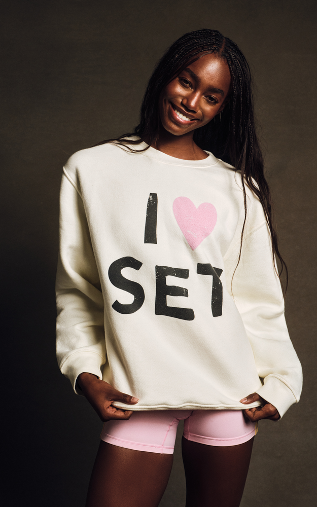 Midweight Sweats Staple I Love Set Crewneck - Icing