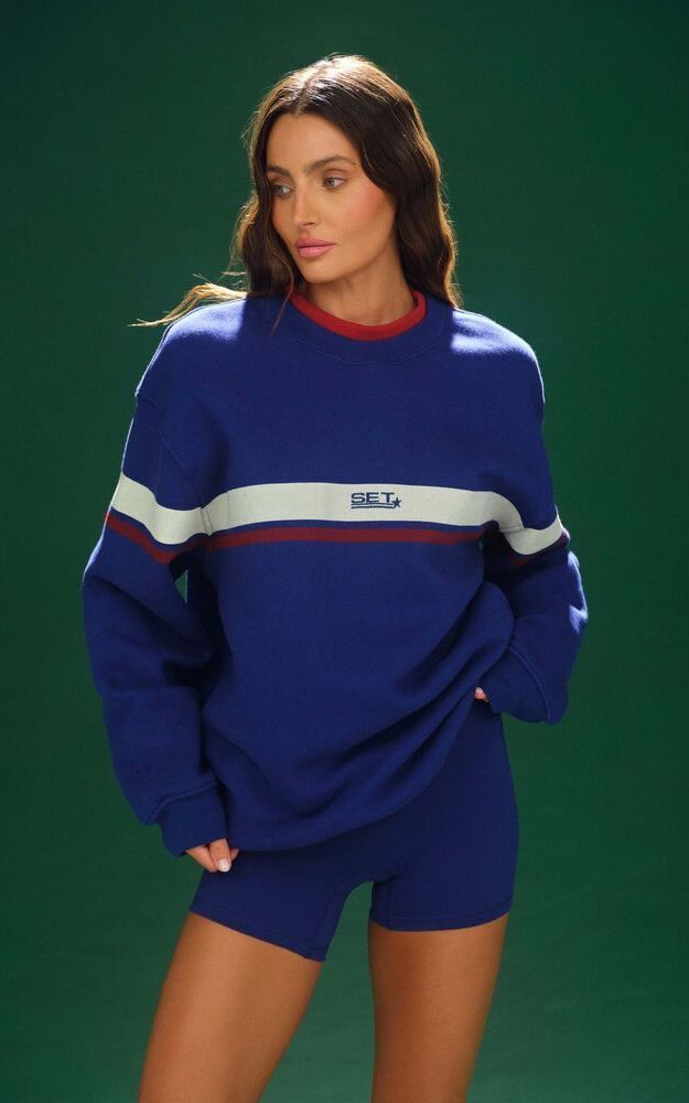 Midweight Sweats Staple Set Striped Layer Crewneck - Firework