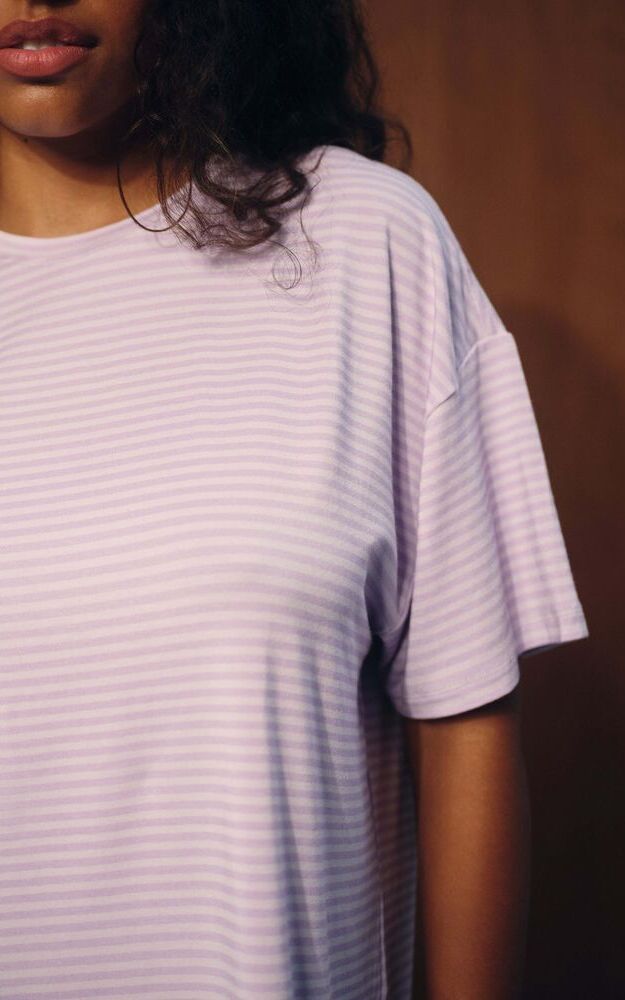 Sleep Jersey Comfort Stripe Boxy Tee - Buttercream - Image 5