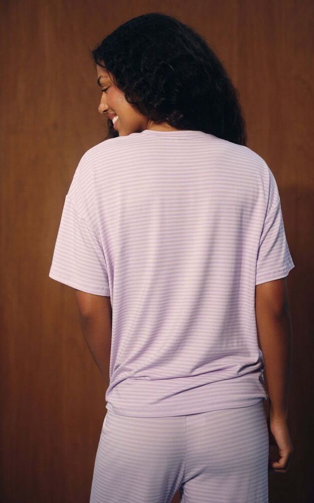 Sleep Jersey Comfort Stripe Boxy Tee - Buttercream - Image 3