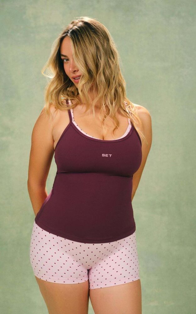Aeraline Breathe Polka Dot Layered Move Tank - Speckle