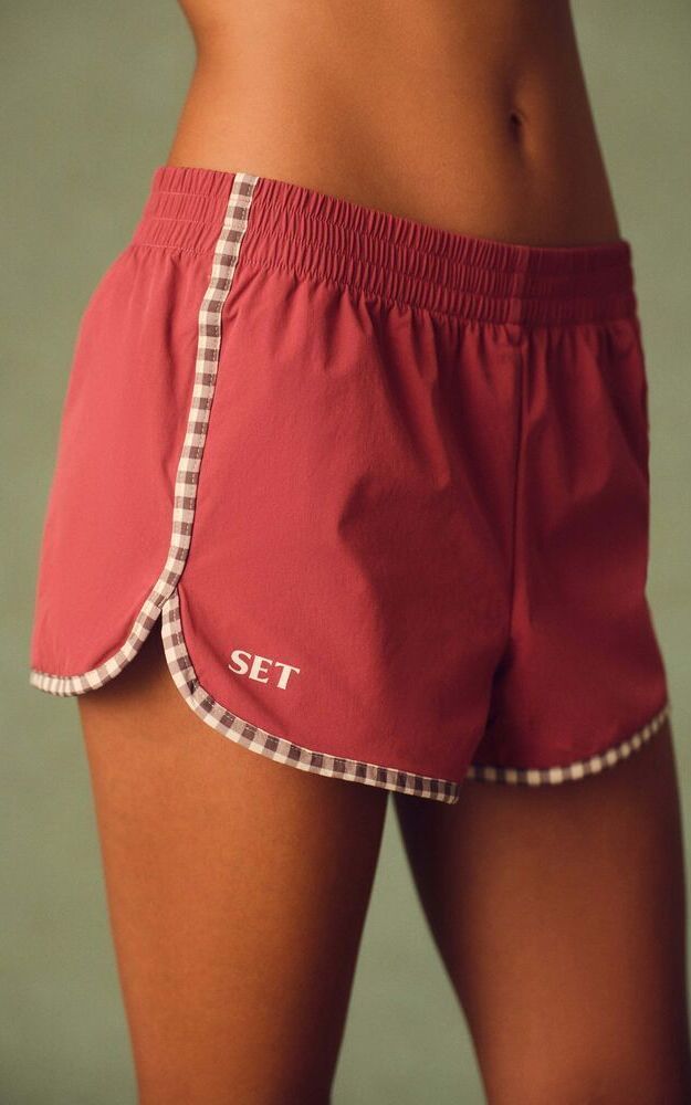 Nylon Track Gingham 90's Shorts - Sweet Tea