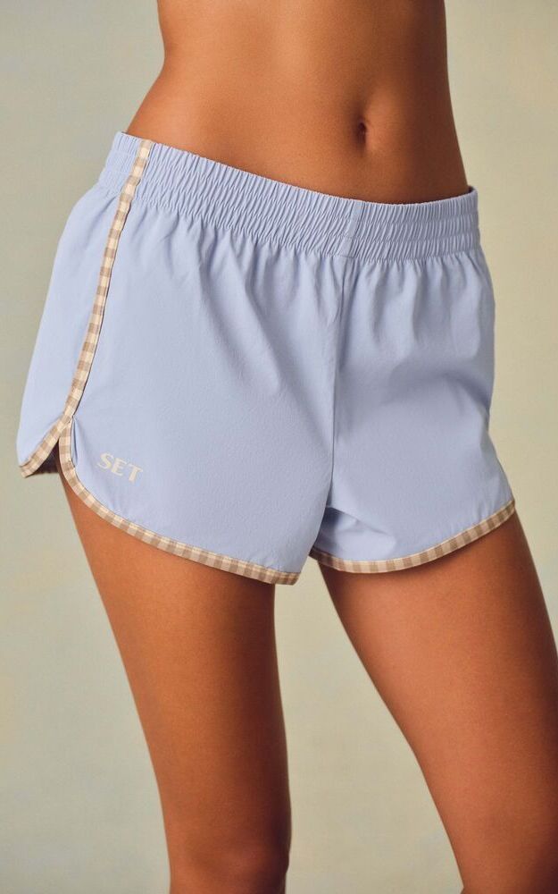 Nylon Track Gingham 90's Shorts - Palmetto