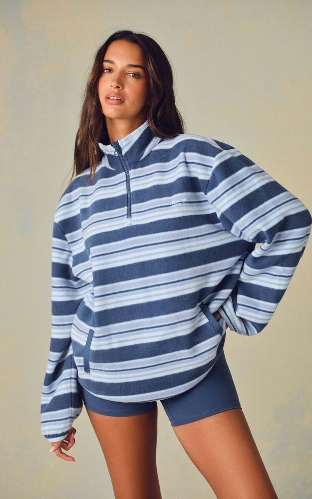 Microfleece Stripe Half Zip - Hammock