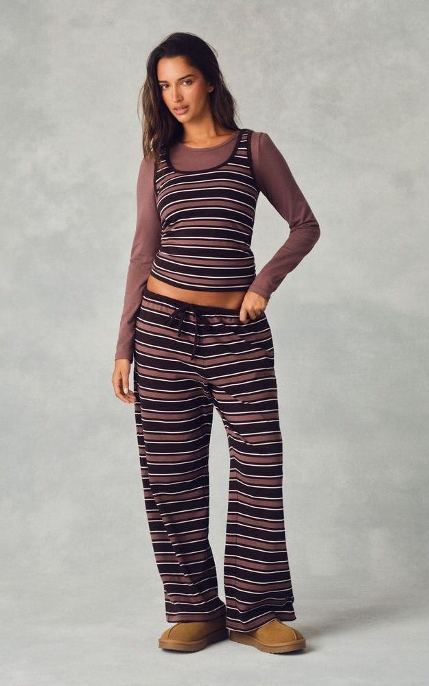 Heavy Cotton Easy Stripe Pants - Driftwood