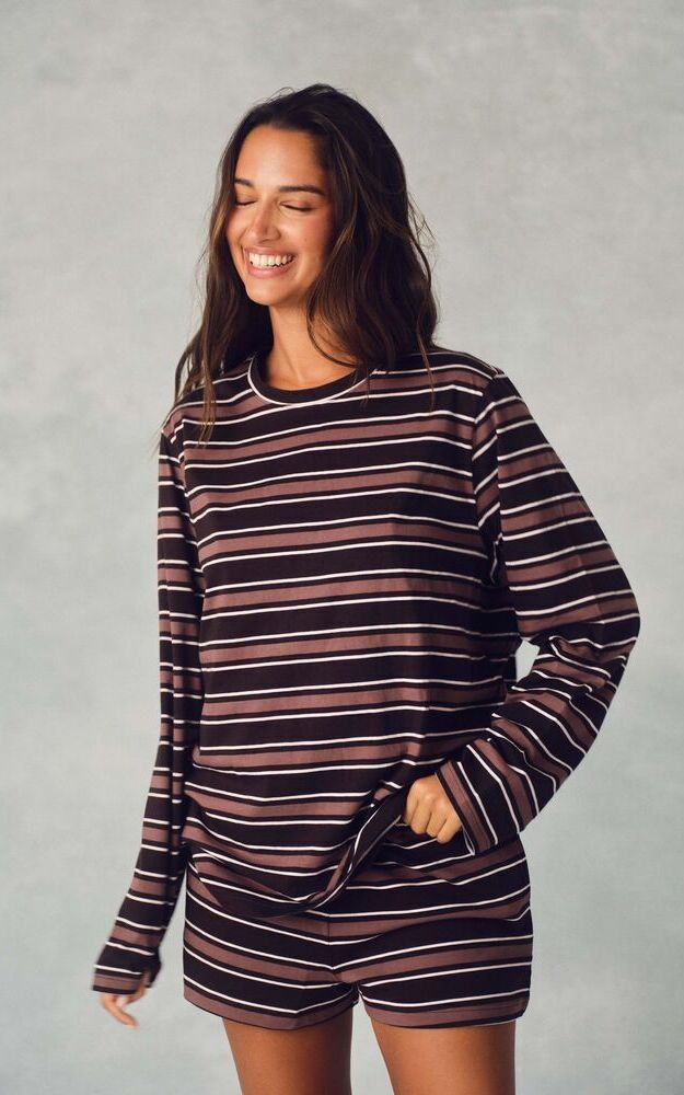 Classic Cotton Daily Stripe Long Sleeve - Driftwood