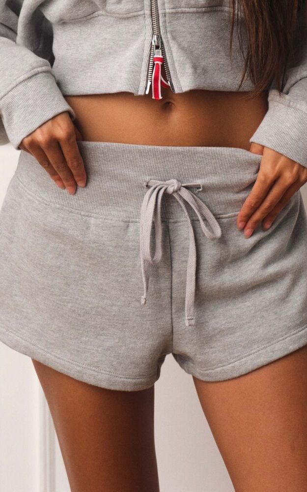Midweight Sweats Staple Wide Band Mini Sweat Shorts - Beret(Heather Grey)