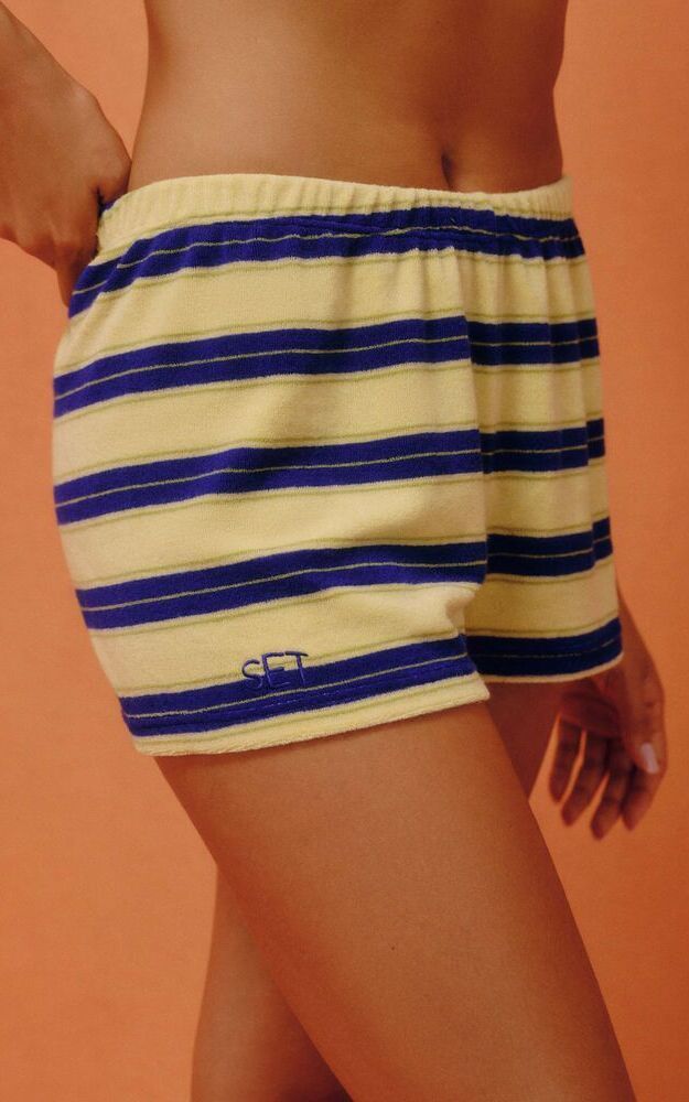 Towel Terry Terry Stripe Shorts - Toucan