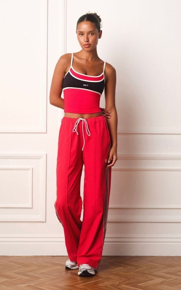 Nylon Track Varsity Pants - Rouge(Red)