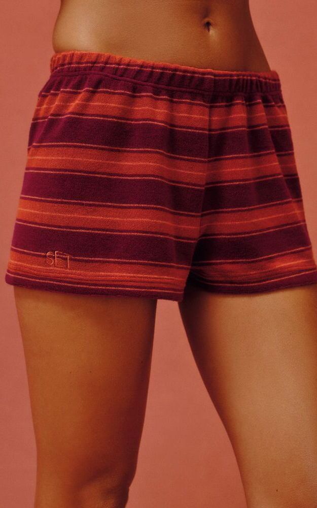 Towel Terry Terry Stripe Shorts - Heatwave