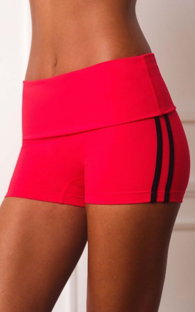Luxform Lux Duo Stripe Foldover Mini Shorts - Rouge