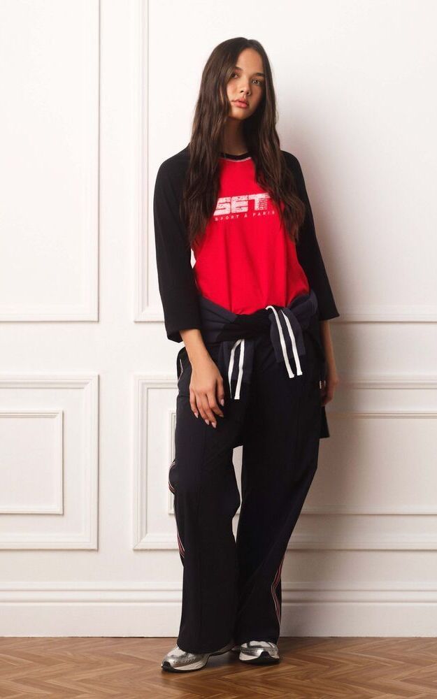 Classic Cotton Daily Baseball 3/4 Long Sleeve Tee - Rouge