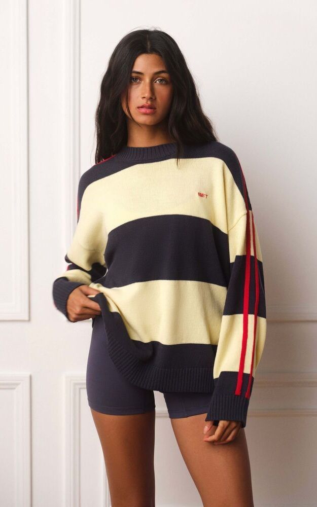 Weekend Knit Weekend Stripe Crewneck Sweater - Metro