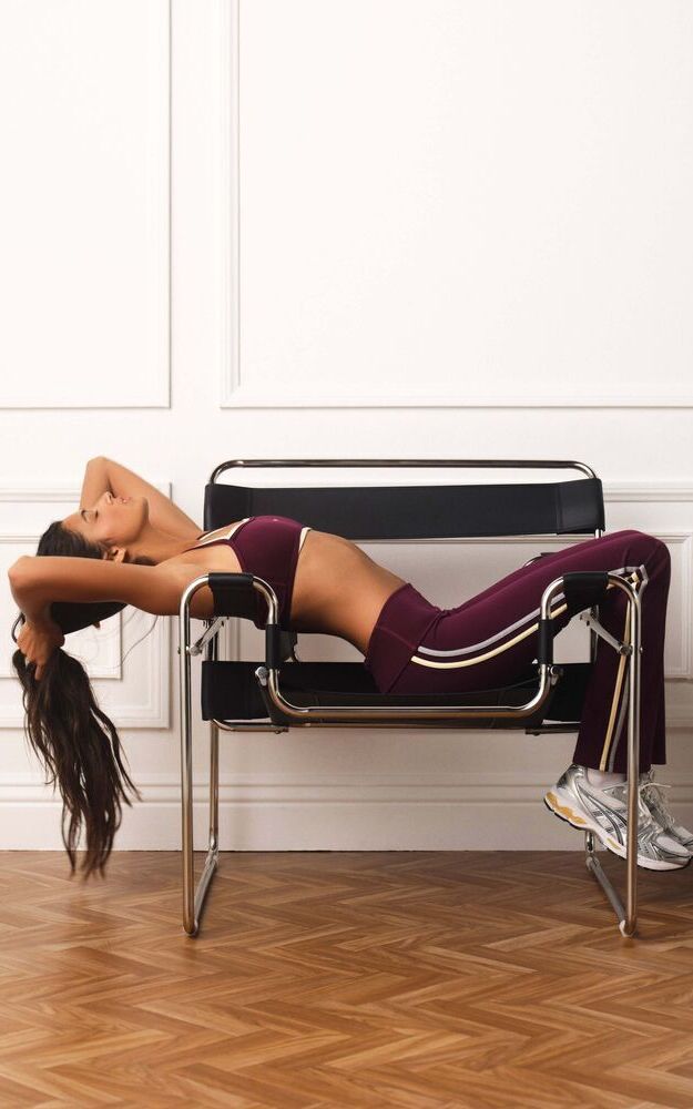 Sportbody Sporty Duo Stripe Foldover Flare Leggings - Beret
