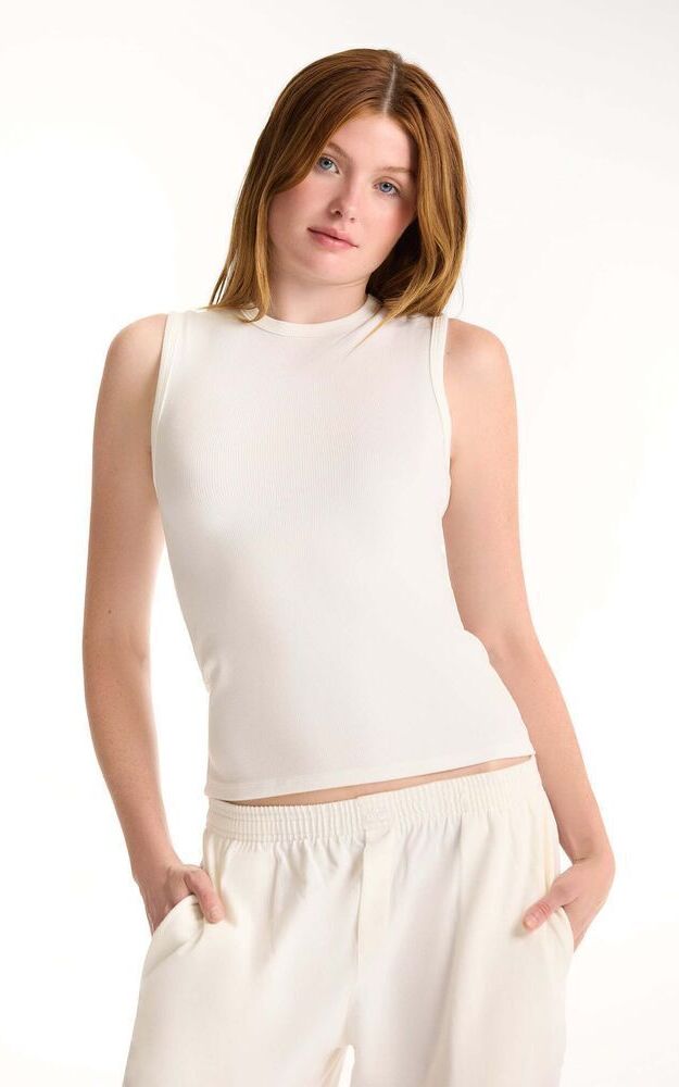 Ribbed Modal Body Muscle Tank - Blanc