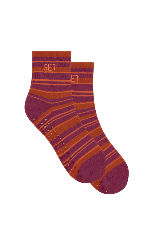 Set Stripe Shorty Grip Socks  - Heatwave
