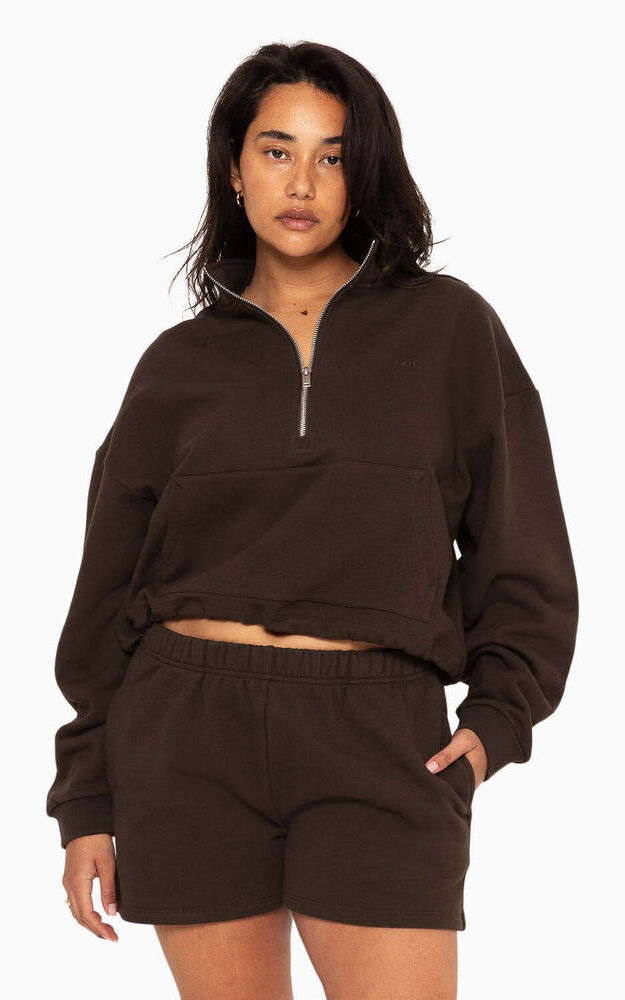 Heavyweight Sweats Half Zip - Espresso