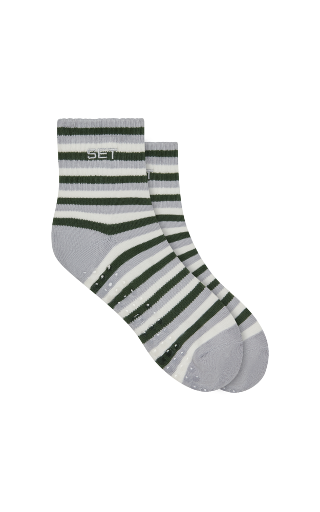 Set Tri-Color Stripe Shorty Grip Socks - Caddie